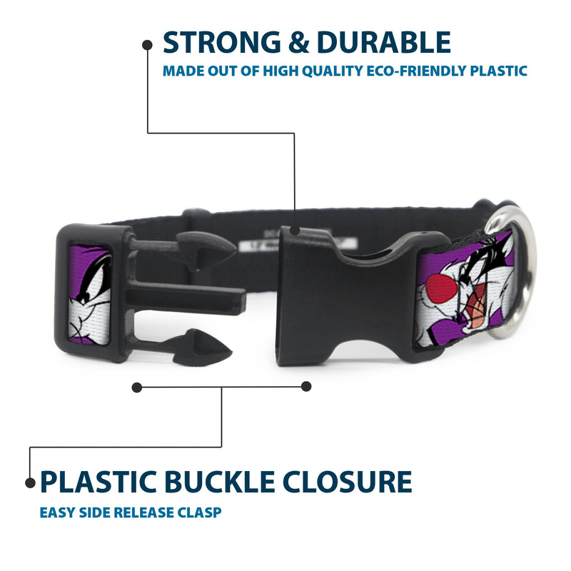 Plastic Clip Collar - Sylvester the Cat Expressions Purple