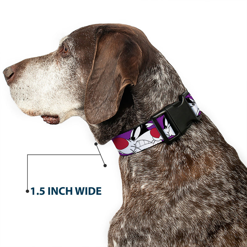 Plastic Clip Collar - Sylvester the Cat Expressions Purple