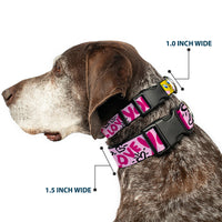 Plastic Clip Collar - Tweety Bird I LOVE YOU Pink/Black