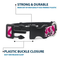 Plastic Clip Collar - Tweety Bird I LOVE YOU Pink/Black