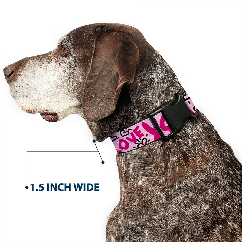 Plastic Clip Collar - Tweety Bird I LOVE YOU Pink/Black