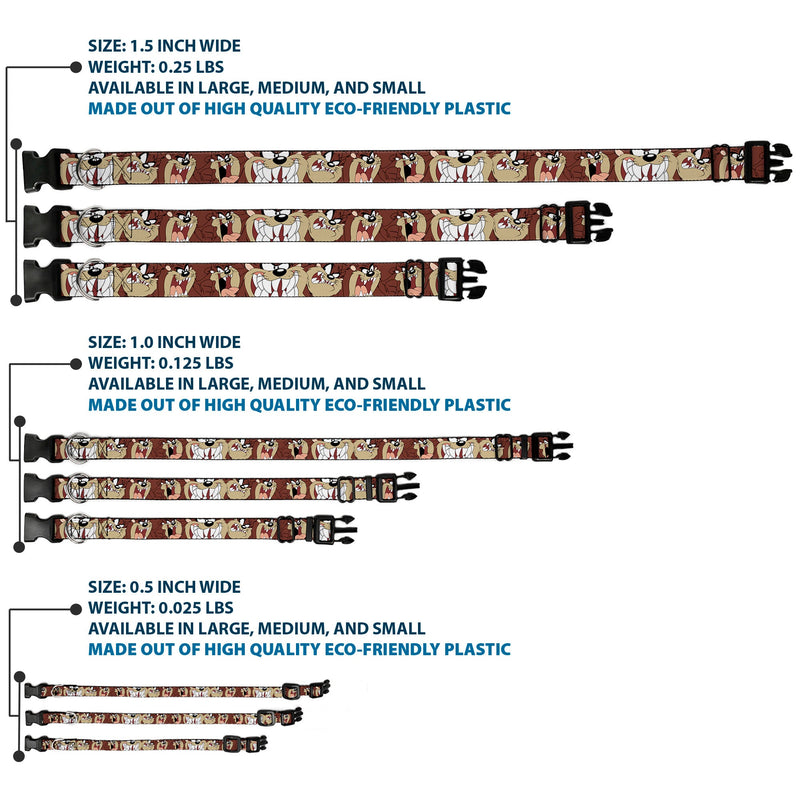 Plastic Clip Collar - Tasmanian Devil Expressions Brown