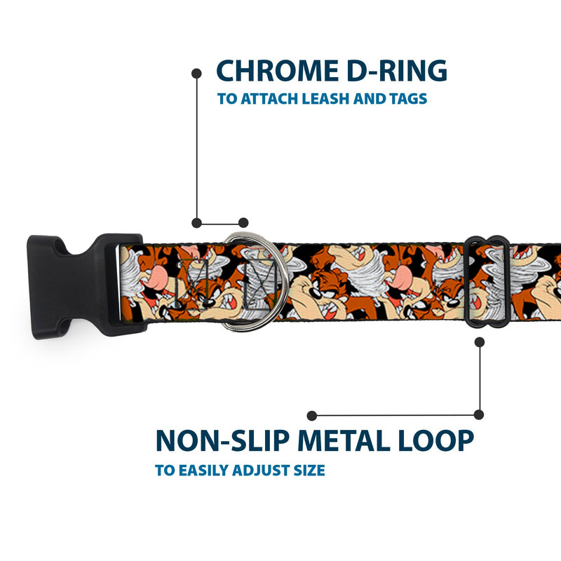 Plastic Clip Collar - Tasmanian Devil Vortex Poses Stacked Black