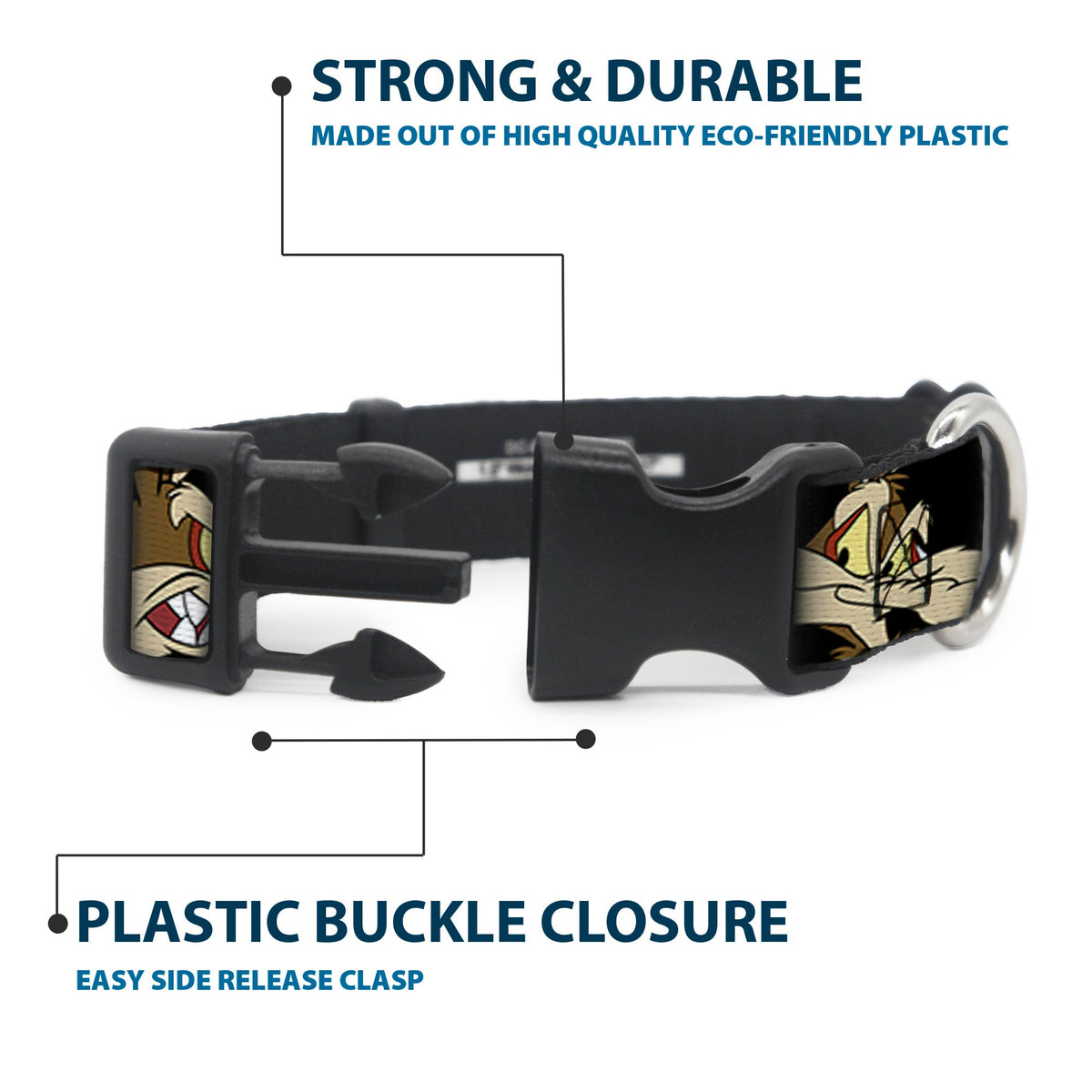 Plastic Clip Collar - Wile E. Coyote Expressions Black