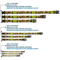 Plastic Clip Collar - Retro IRON FIST Action Pose/Comic Scene Blocks Black/Green/Yellow