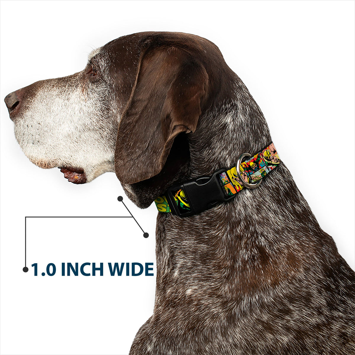 Plastic Clip Collar - Retro IRON FIST Action Pose/Comic Scene Blocks Black/Green/Yellow