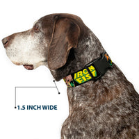 Plastic Clip Collar - Retro IRON FIST Action Pose/Comic Scene Blocks Black/Green/Yellow