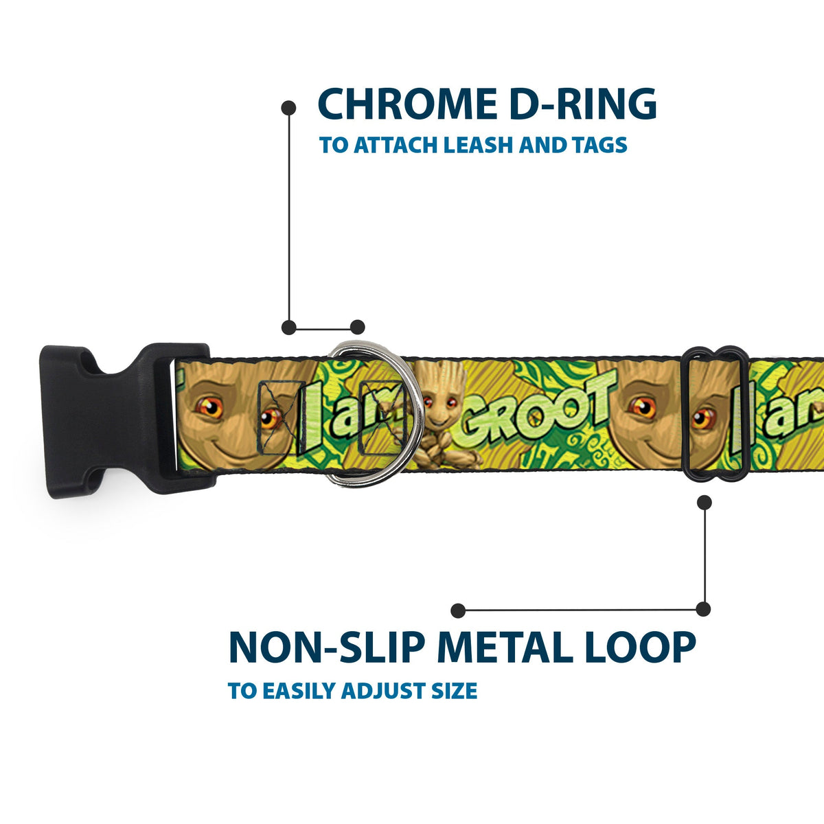 Plastic Clip Collar - Baby Groot Pose/Face I AM GROOT Browns/Greens/Yellows