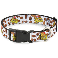 Plastic Clip Collar - POST COCOA PEBBLES Logo and Cereal Pebbles Scattered White/Browns