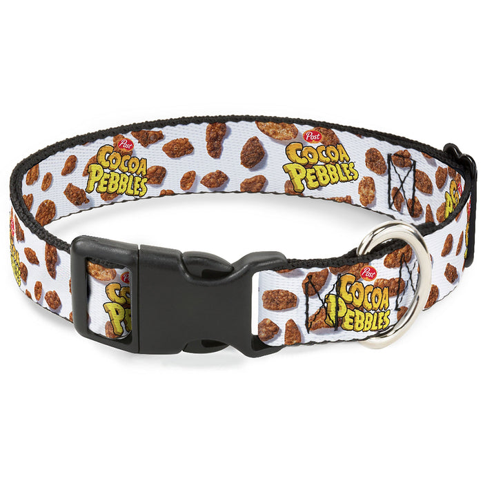 Plastic Clip Collar - POST COCOA PEBBLES Logo and Cereal Pebbles Scattered White/Browns