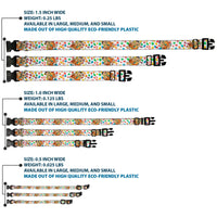 Plastic Clip Collar - Fruity Pebbles Fred Flintstone and Barney Rubble Hugging Pose and Cereal Pebbles Scattered White/Multi Color