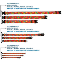 Plastic Clip Collar - POST FRUITY PEBBLES Logo and Cereal Pebbles Scattered Red/Multi Color