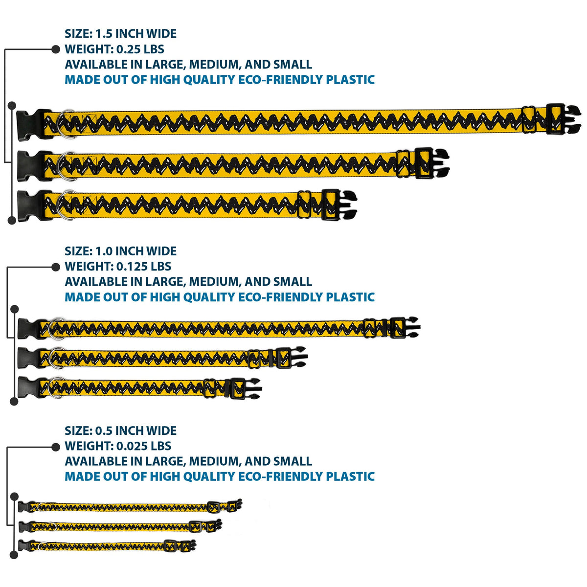 Plastic Clip Collar - Peanuts Charlie Brown Zig Zag Stripe Yellow/Black