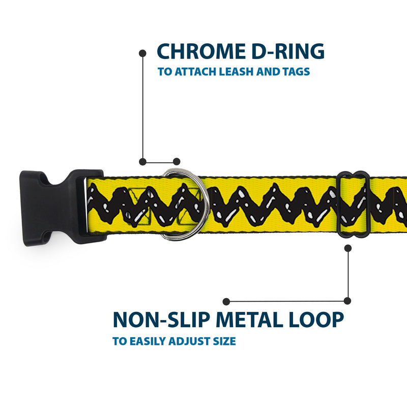 Plastic Clip Collar - Peanuts Charlie Brown Zig Zag Stripe Yellow/Black