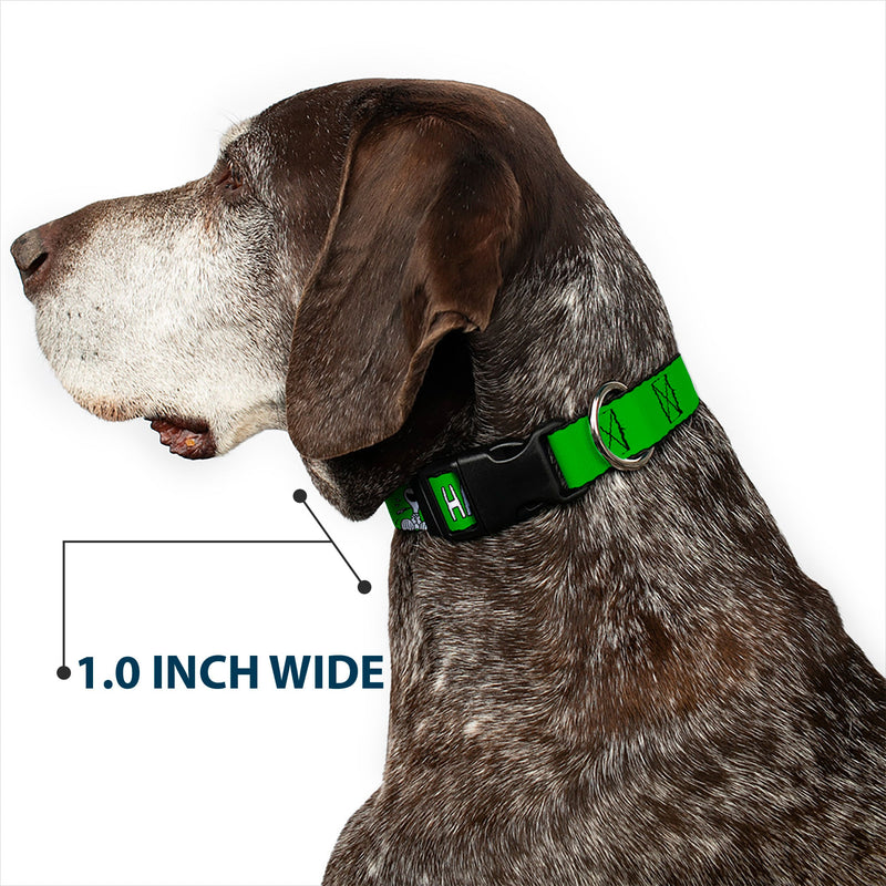 Plastic Clip Collar - Peanuts Snoopy and Woodstock Laughing HAHA Pose Green