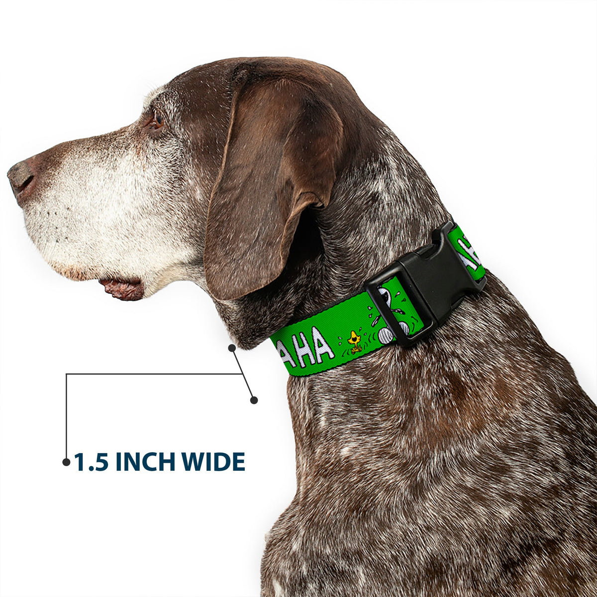 Plastic Clip Collar - Peanuts Snoopy and Woodstock Laughing HAHA Pose Green
