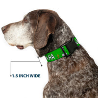 Plastic Clip Collar - Peanuts Snoopy and Woodstock Laughing HAHA Pose Green