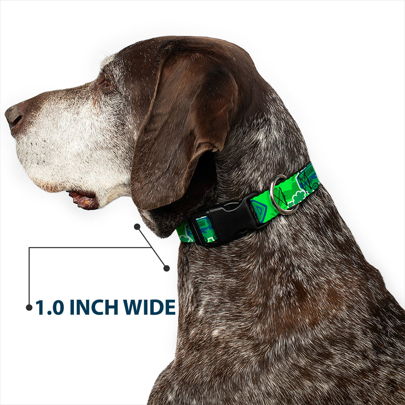 Plastic Clip Collar - Scooby Doo Mystery Machine/Dog Tag Collage Greens/Blues