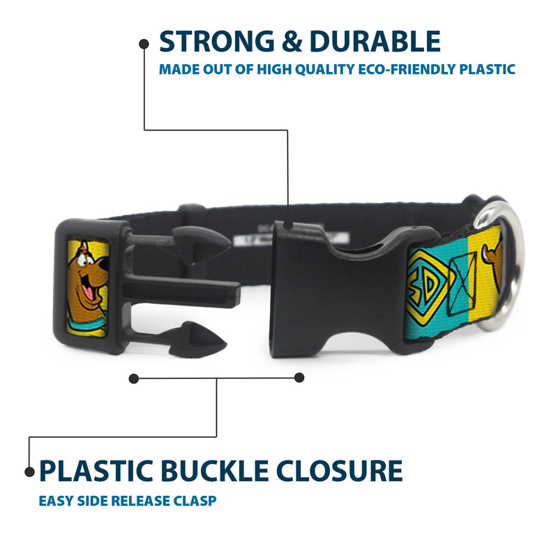 Plastic Clip Collar - Scooby Doo Pose and Dog Tag Blocks Yellow/Blue