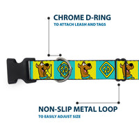 Plastic Clip Collar - Scooby Doo Pose and Dog Tag Blocks Yellow/Blue