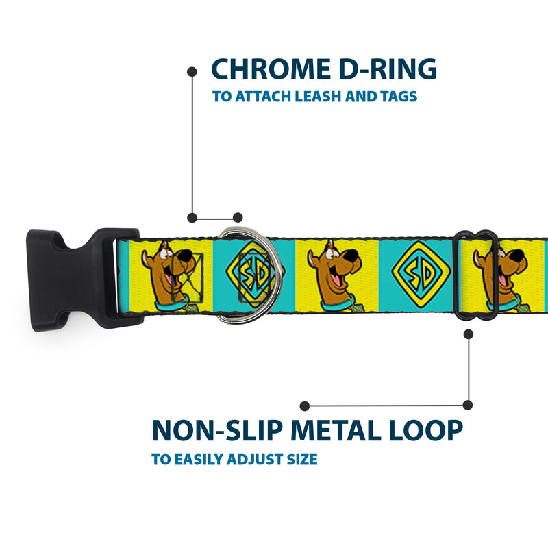Plastic Clip Collar - Scooby Doo Pose and Dog Tag Blocks Yellow/Blue