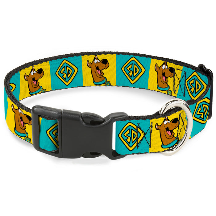 Plastic Clip Collar - Scooby Doo Pose and Dog Tag Blocks Yellow/Blue