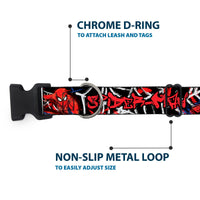 Plastic Clip Collar - SPIDER-MAN/3-Poses/Spider Web Sketch Black/White/Red