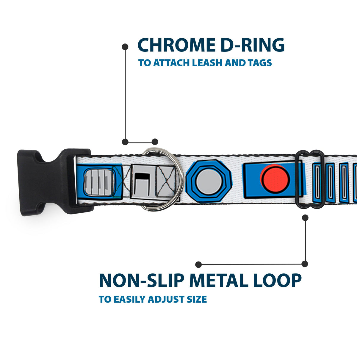 Plastic Clip Collar - Star Wars R2-D2 Bounding Parts White/Black/Blue/Gray/Red