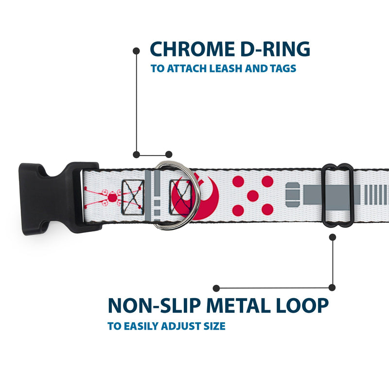 Plastic Clip Collar - Star Wars REBEL PILOT Rebel Alliance Insignia/Lightsaber/X-Wing Fighter White/Red/Yellow/Gray