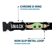 Plastic Clip Collar - Star Wars The Child Chibi Face PROTECT ATTACK SNACK Black/White