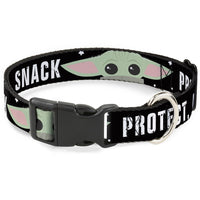 Plastic Clip Collar - Star Wars The Child Chibi Face PROTECT ATTACK SNACK Black/White