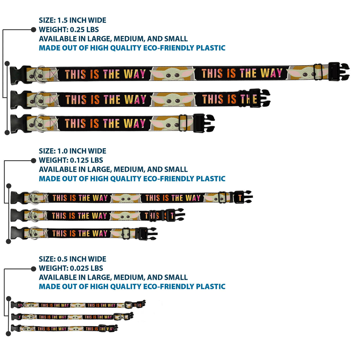Plastic Clip Collar - Star Wars The Child Chibi Pod Pose THIS IS THE WAY Black/Multi Color