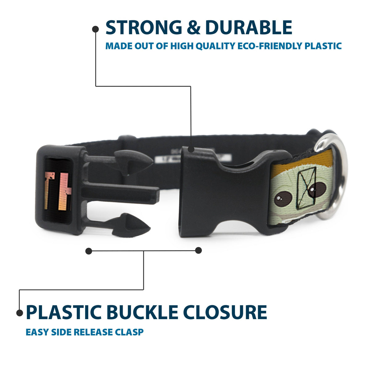 Plastic Clip Collar - Star Wars The Child Chibi Pod Pose THIS IS THE WAY Black/Multi Color