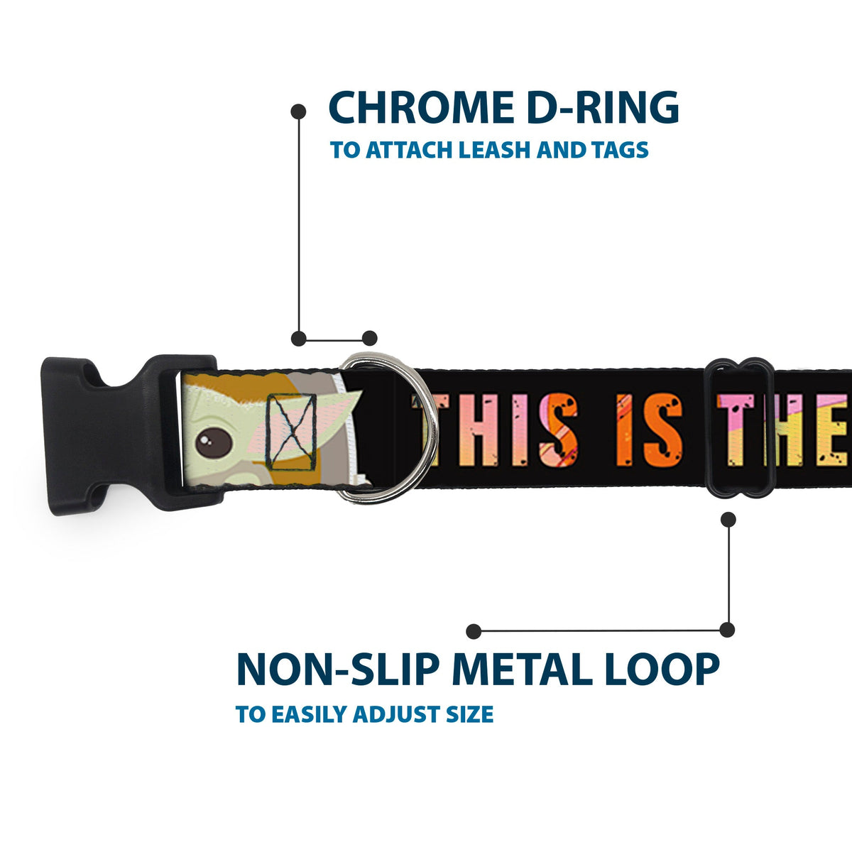 Plastic Clip Collar - Star Wars The Child Chibi Pod Pose THIS IS THE WAY Black/Multi Color