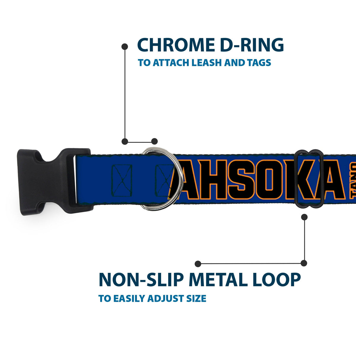 Plastic Clip Collar - Star Wars TANO AHSOKA Pose/Jedi Order Insignia Blues/Gray