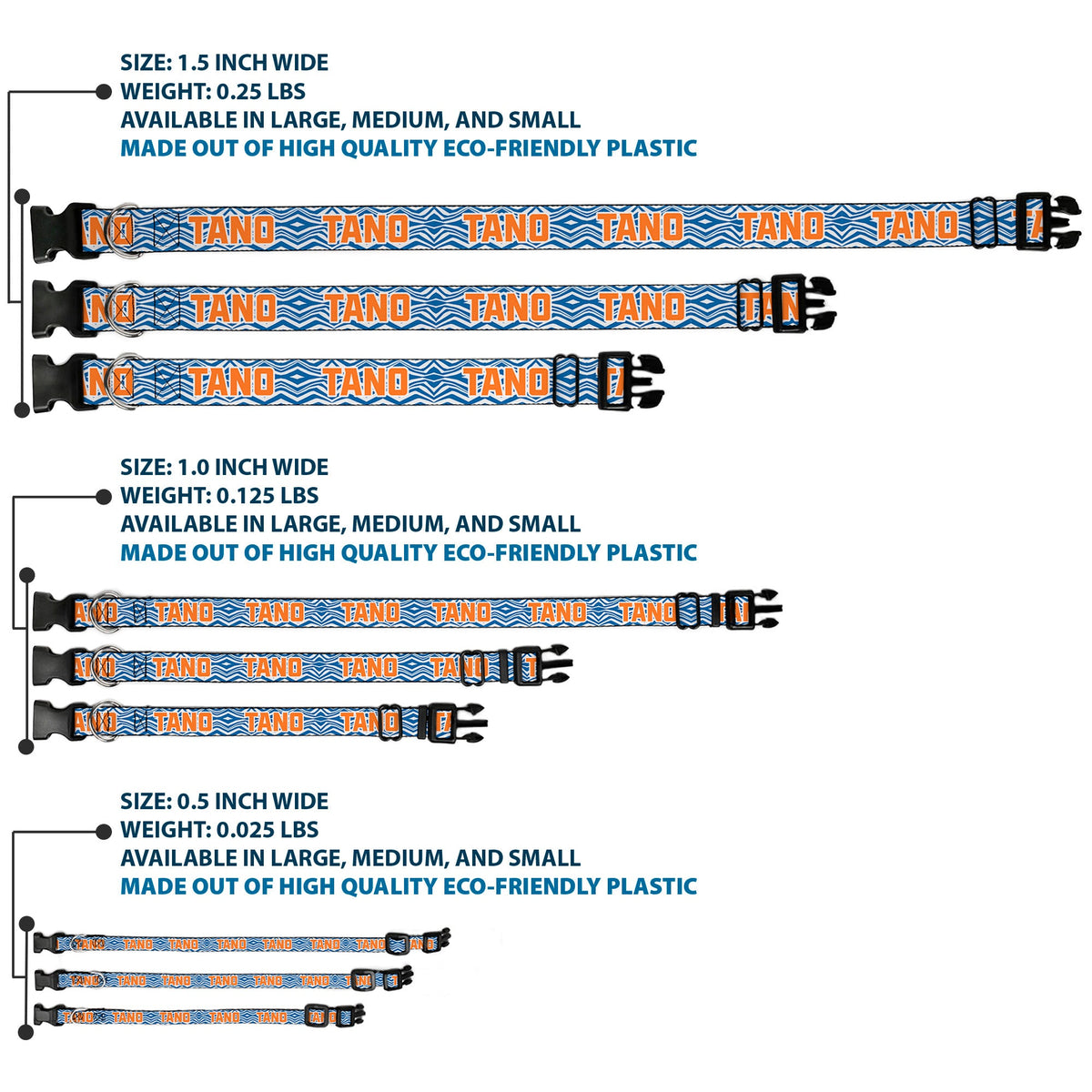 Plastic Clip Collar - Star Wars The Clone Wars Ahsoka TANO Text Waves White/Blue/Orange