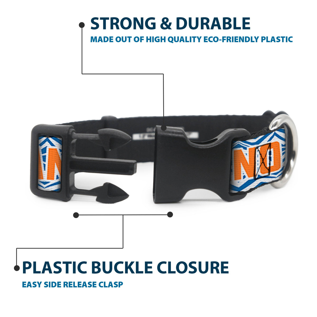 Plastic Clip Collar - Star Wars The Clone Wars Ahsoka TANO Text Waves White/Blue/Orange