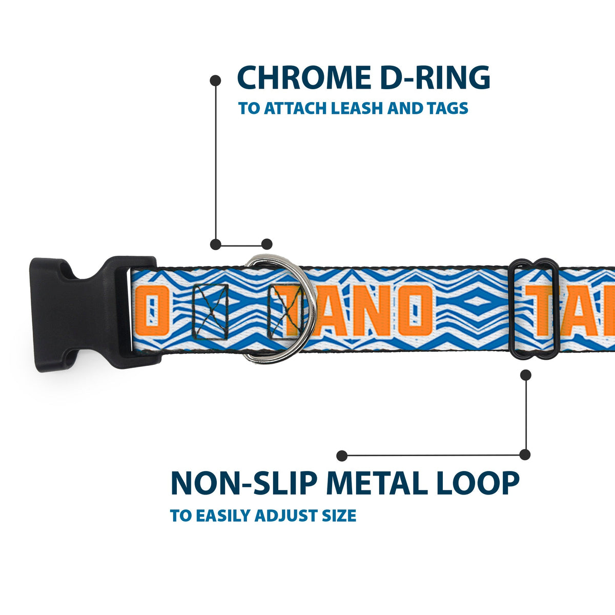 Plastic Clip Collar - Star Wars The Clone Wars Ahsoka TANO Text Waves White/Blue/Orange