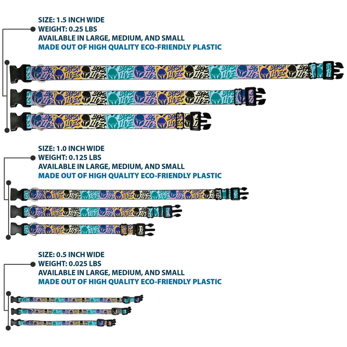 Plastic Clip Collar - Boba Fett BOBA LIVES Graffiti Stacked Multi Color