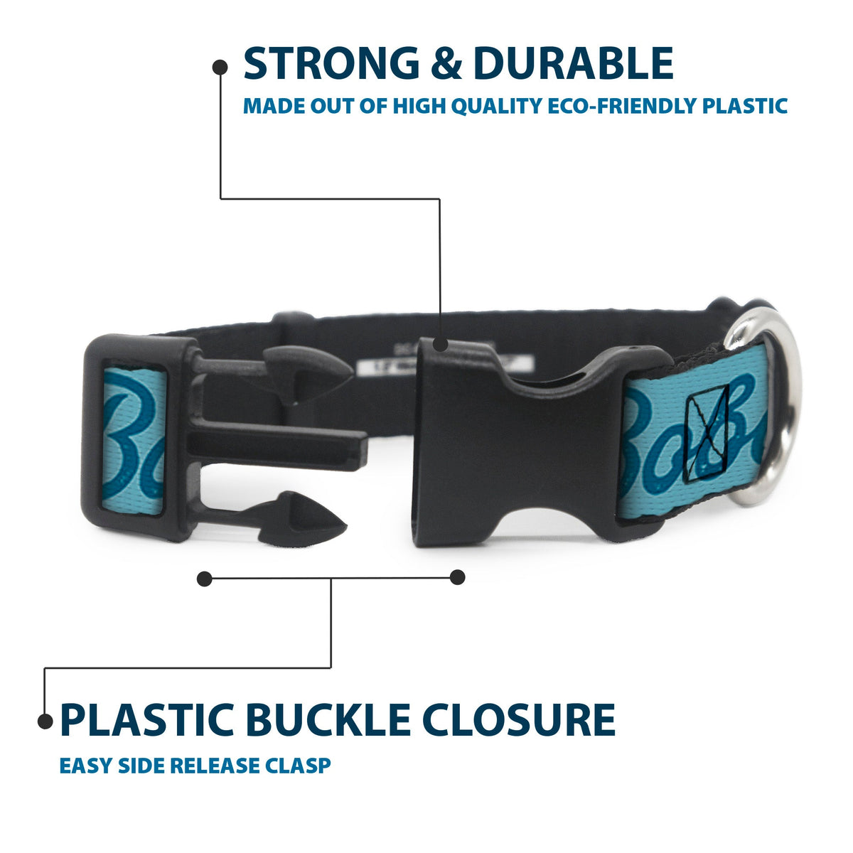 Plastic Clip Collar - Star Wars BOBA FETT Script and Logo Blues/Red