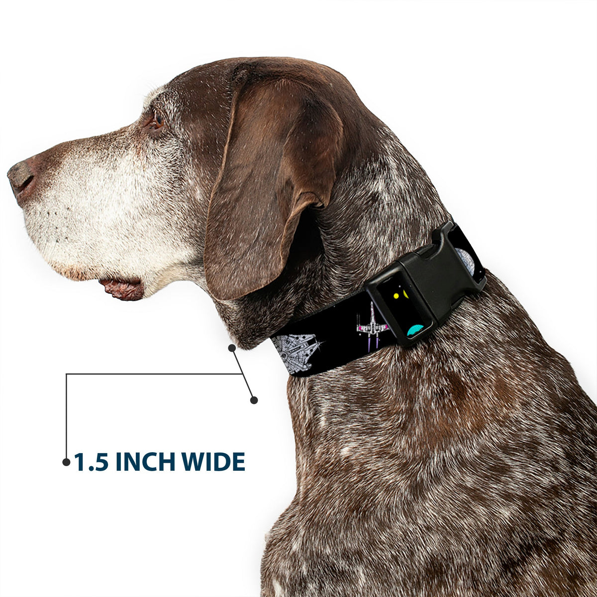 Plastic Clip Collar - Star Wars Death Star Millennium Falcon and X-Wing Fighter in Space Black