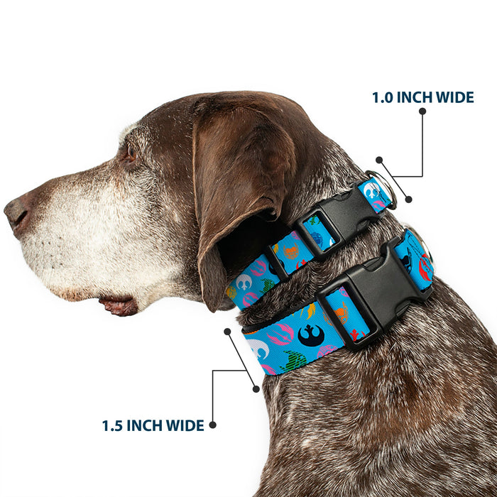 Plastic Clip Collar - Star Wars Jedi Order and Rebel Alliance Icons Scattered Blue/Multi Color