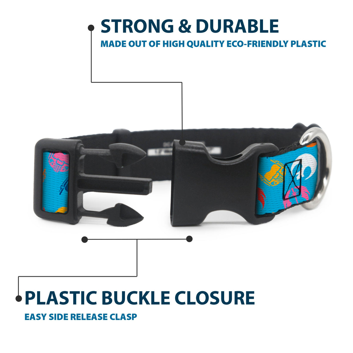 Plastic Clip Collar - Star Wars Jedi Order and Rebel Alliance Icons Scattered Blue/Multi Color