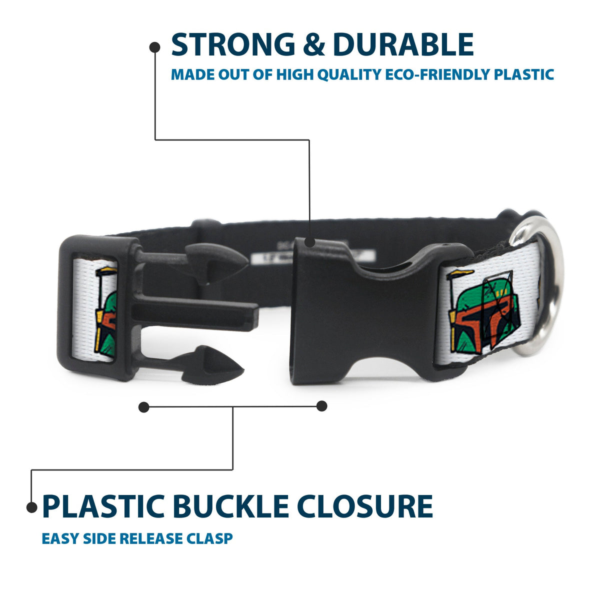 Plastic Clip Collar - Star Wars 6-Character Faces White
