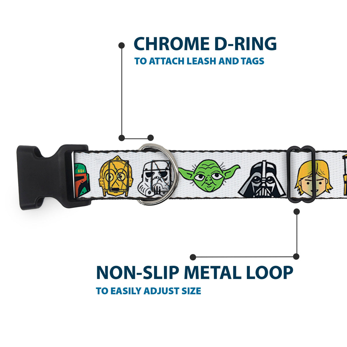 Plastic Clip Collar - Star Wars 6-Character Faces White