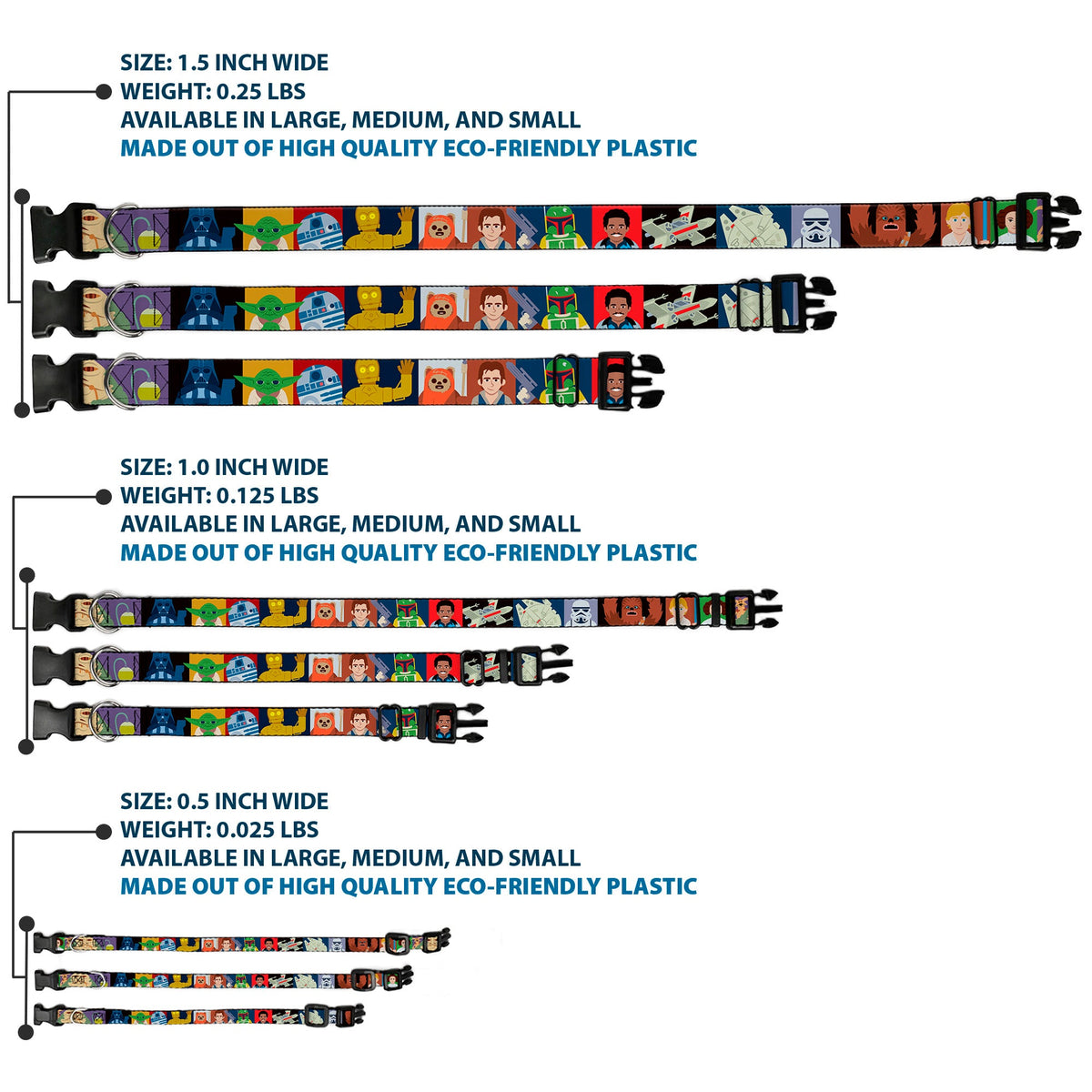 Plastic Clip Collar - Star Wars Classic 16-Character Pose Blocks Multi Color