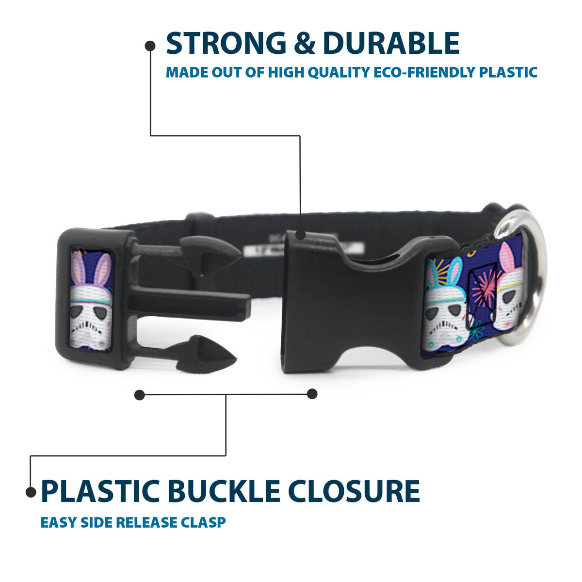Plastic Clip Collar - Star Wars Holiday Stormtrooper Easter Bunny Ears Purple