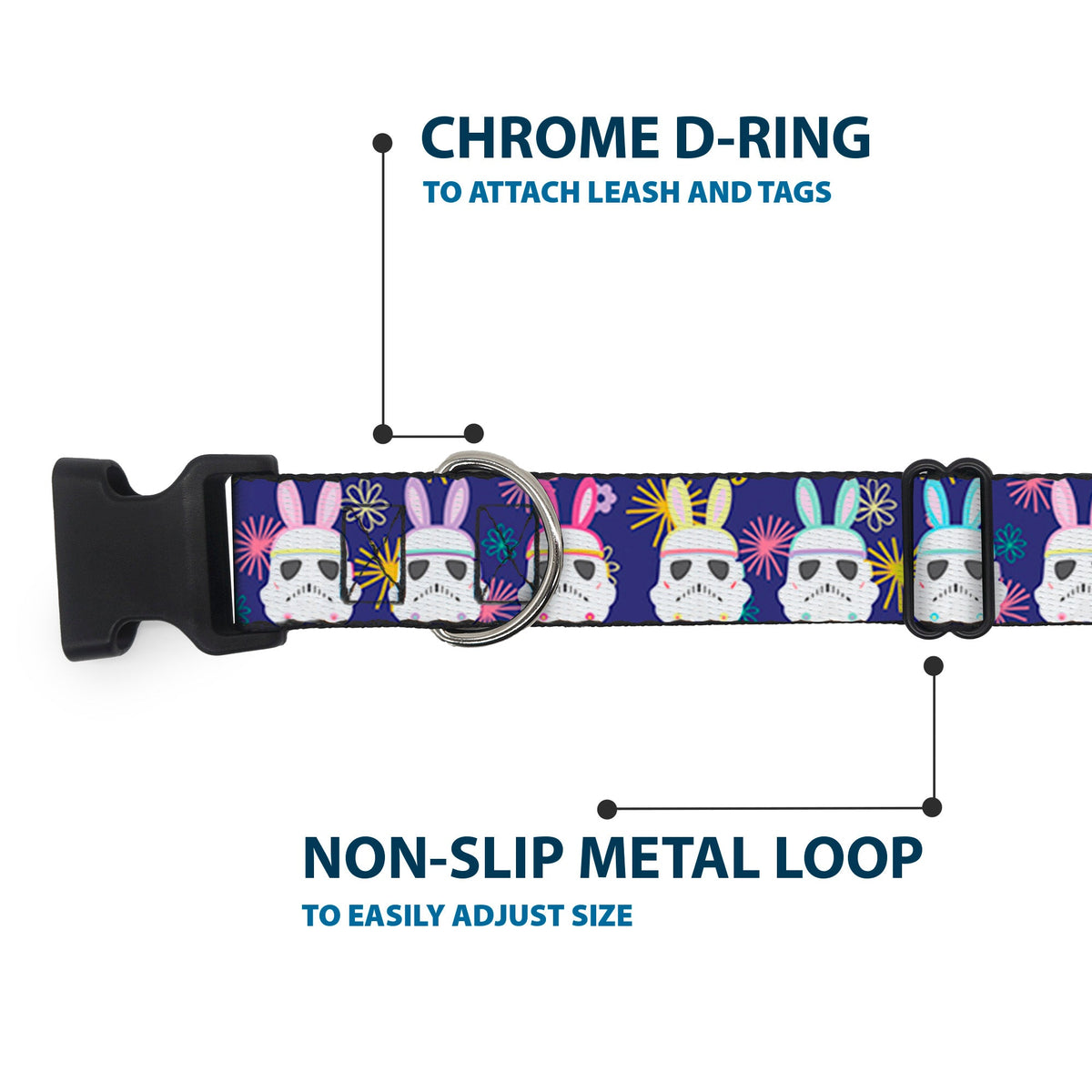 Plastic Clip Collar - Star Wars Holiday Stormtrooper Easter Bunny Ears Purple