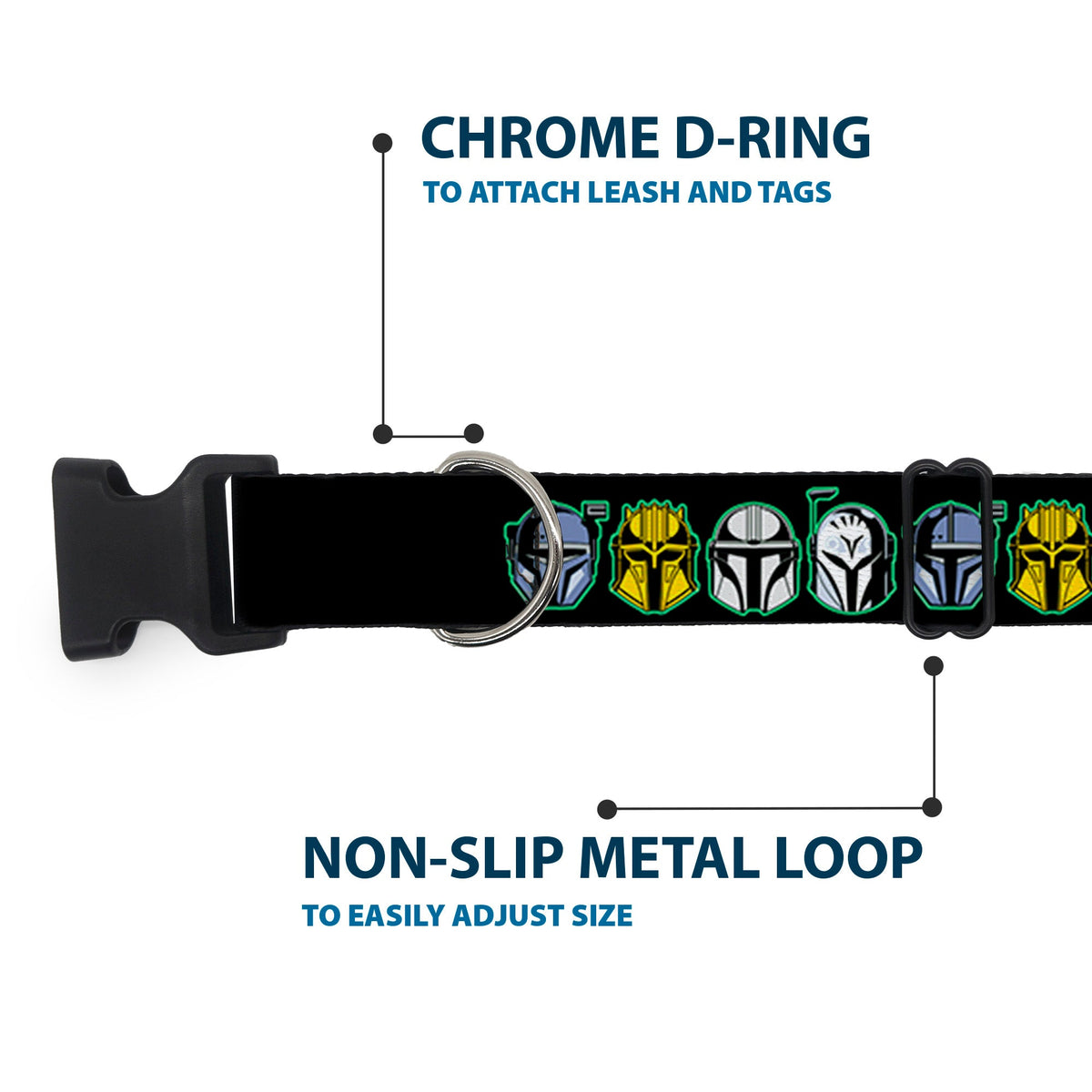 Plastic Clip Collar - Star Wars the Mandalorian Helmets Black/Multi Color