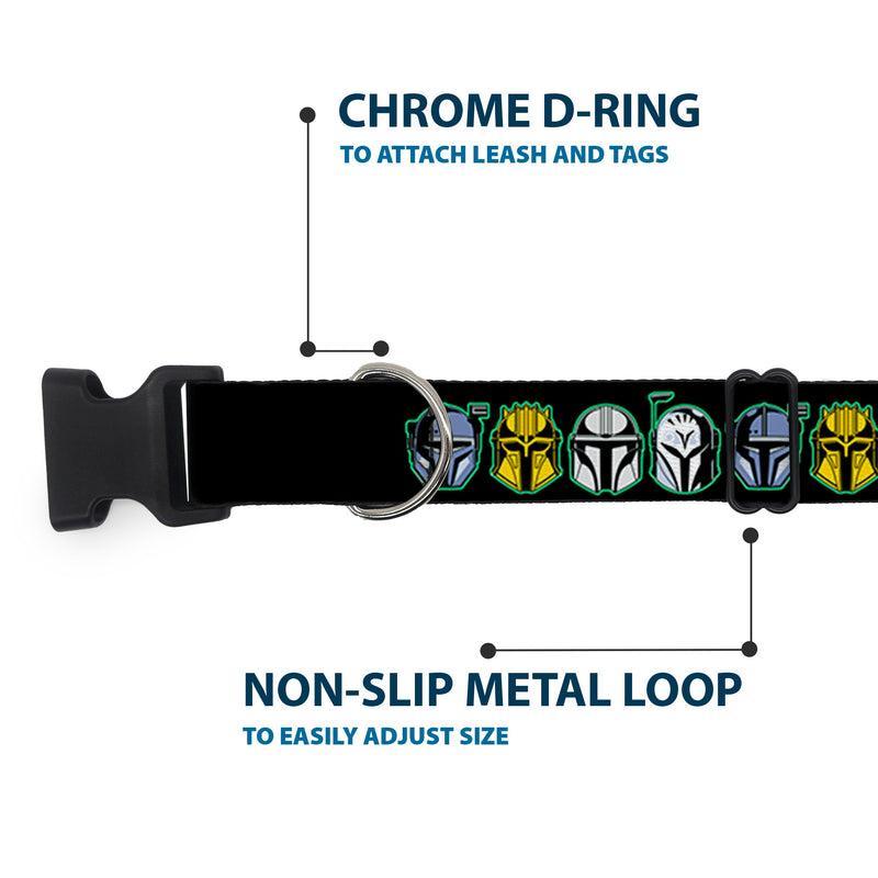 Plastic Clip Collar - Star Wars the Mandalorian Helmets Black/Multi Color